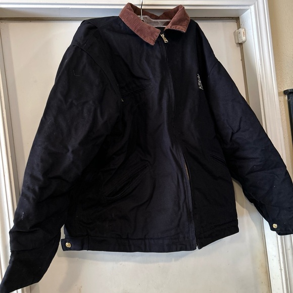 Men's Black Bomber Jacket with Brown Collar